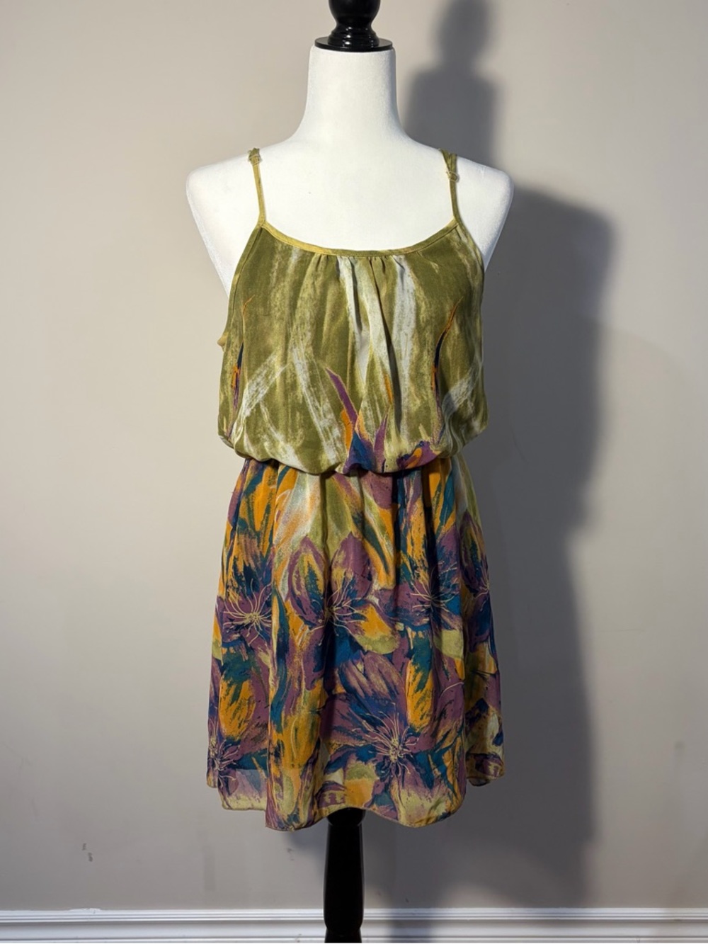 Poetry Olive Green Floral Mini Dress